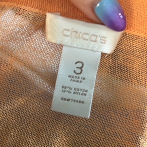 Chico’s Lightweight Cardigan Sweater Open Front 3/4 Sleeves Chicos Size 3 XL - Picture 5 of 7